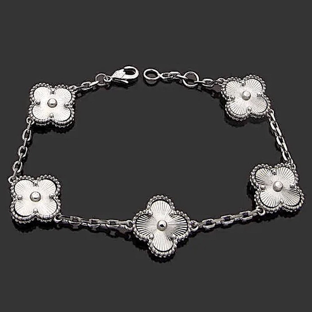 Silver Flower Bracelet 18K Plated